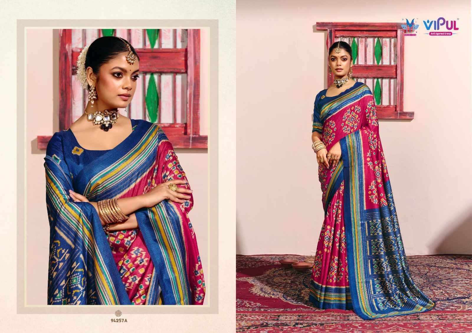 Sentosa silk Vol 13 94257 Series By Vipul Fashion Indian Traditional Wear Collection Beautiful Stylish Fancy Colorful Party Wear & Occasional Wear Weightless Sarees At Wholesale Price
